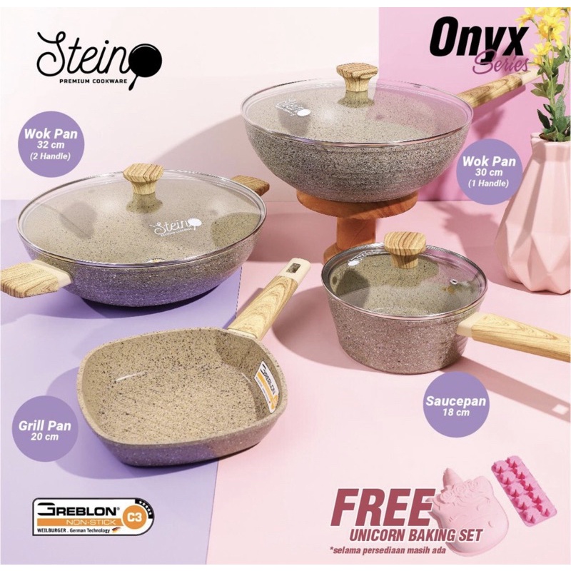 Suplier Stein Panci Masak Wok Set Anti Lengket Paket Onyx Steincookware (bonus Baking Set Unicorn) gjO6erinkRrox