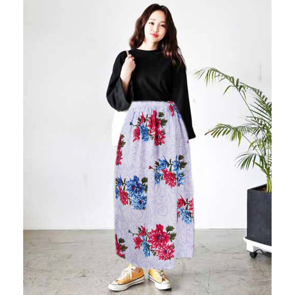 IZANY Rok Panjang Maxi Skirt-CHRISANT ON PURPLE