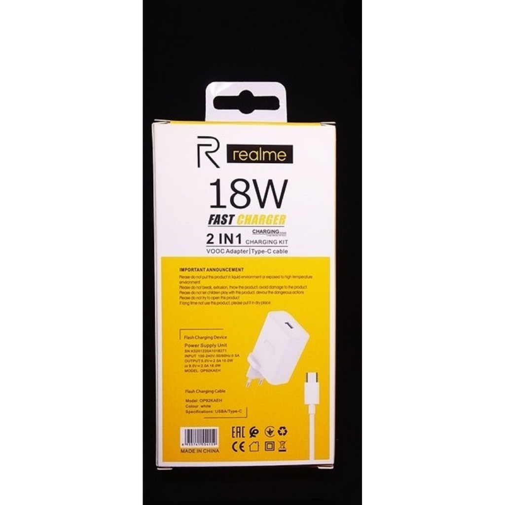 Fast Charger Type-C Realme Charging Kit 18Watt 2 in 1 Kualitas Josss Bergaransi 6 Bulan Ready
