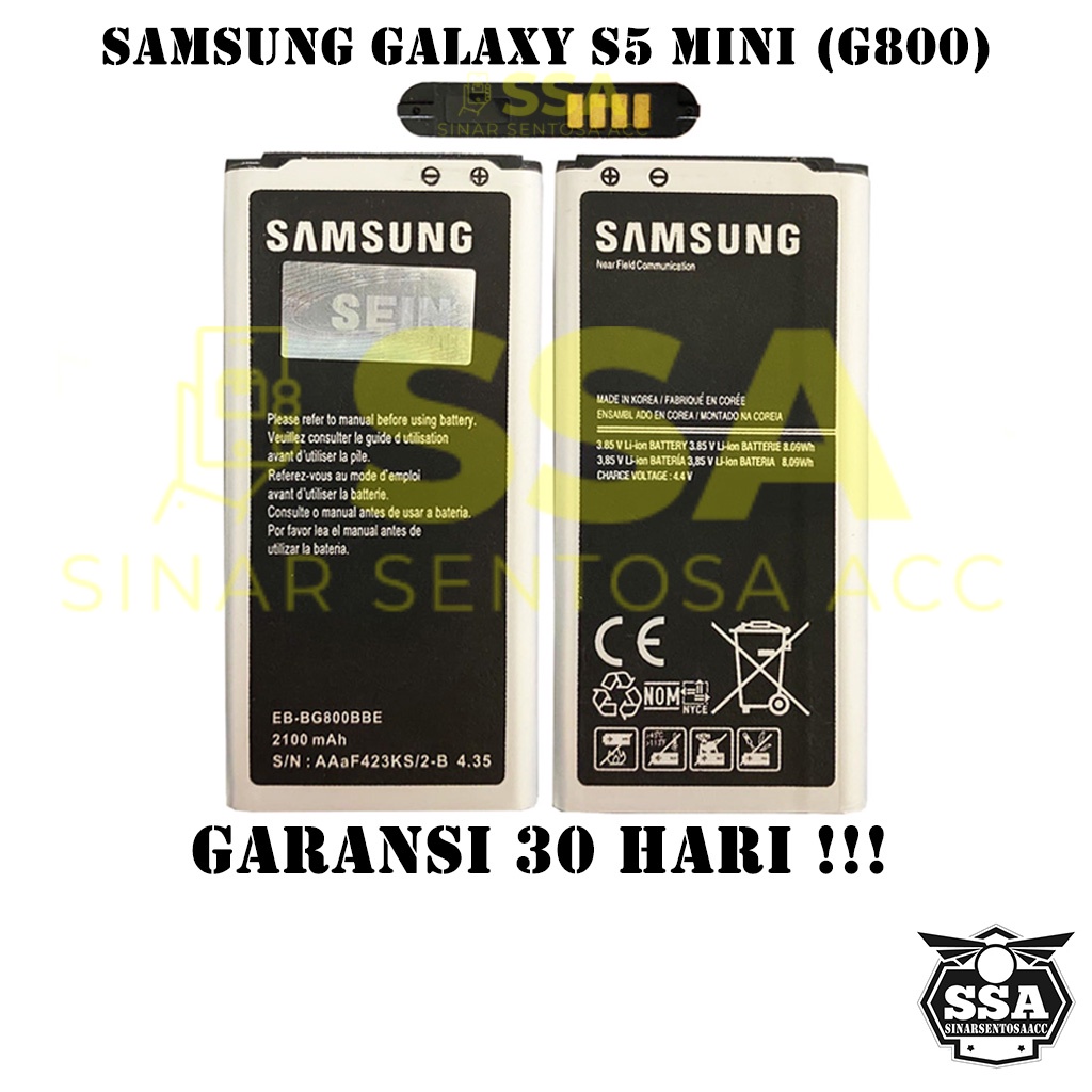 Baterai Original OEM Samsung Galaxy S5 Mini G800 EB-BG800BBE BG800BBE EBBG800 HP Ori Battery Batrai Batre Batu Batere GARANSI AWET MURAH