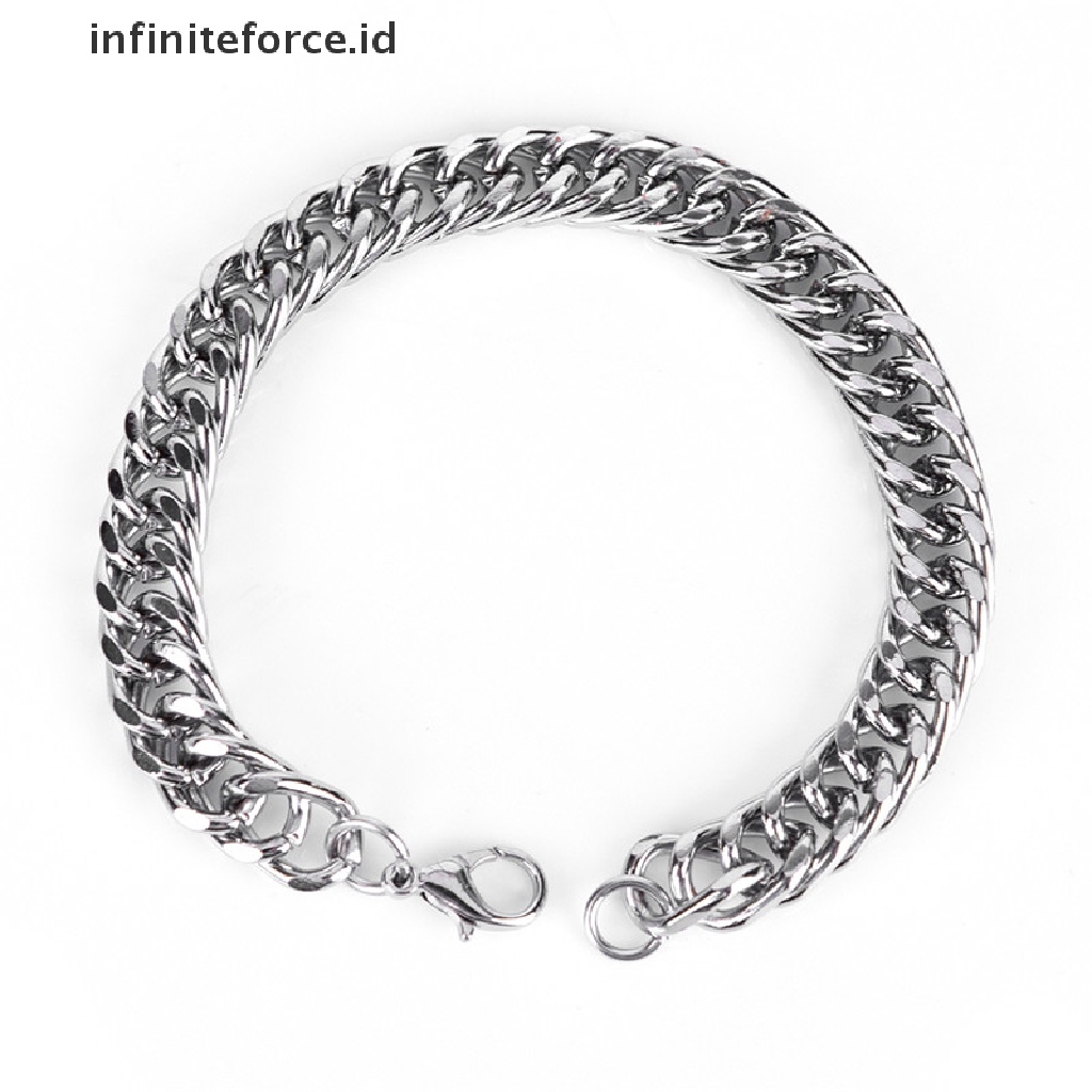 Gelang Rantai Bahan Stainless Steel Gaya Punk Untuk Pria