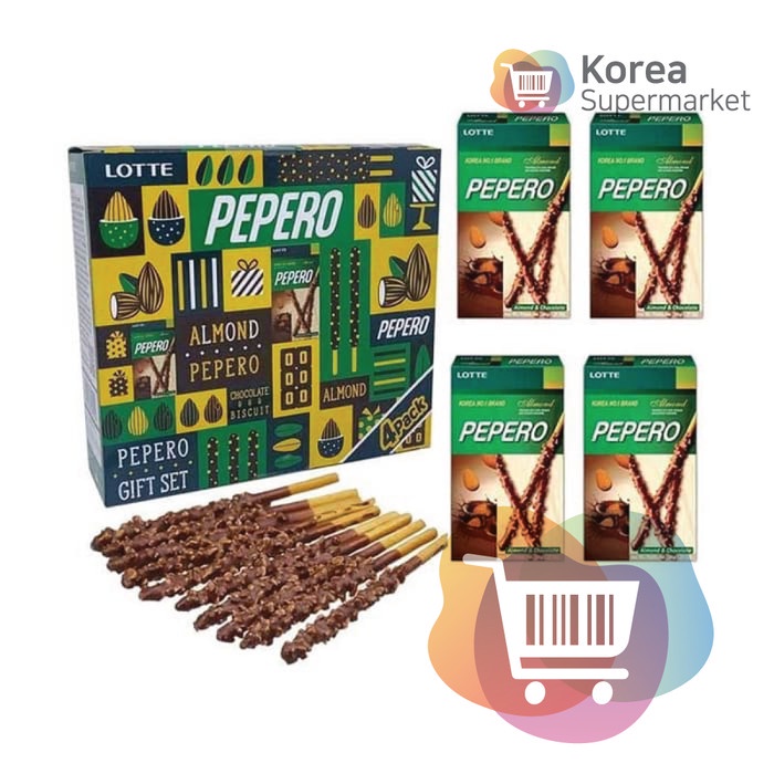 

Wafer-Biskuit- Lotte Almond Pepero 32G/Biskuit Coklat Dengan Kacang Almond Asli Korea -Biskuit-