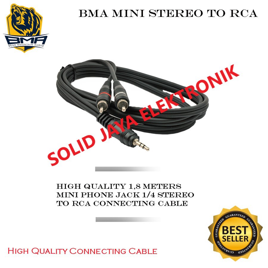 KABEL RCA TO JACK STEREO MINI 2-1 3.5 MM JACK STEREO MINI TO RCA - KABEL HP MP3 PHONE AUX LINE AMPLIFIER HP AUDIO JEK JAK KABEL KONEKTOR 2 - 1 JEK 2 1 RCA KE 3.5 MM MINI STEREO BMA ASLI ORIGINAL