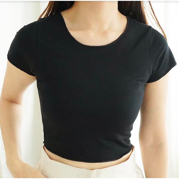 Korean Crop Top Baju Atasan Wanita Kaos Croptop  Polos 027