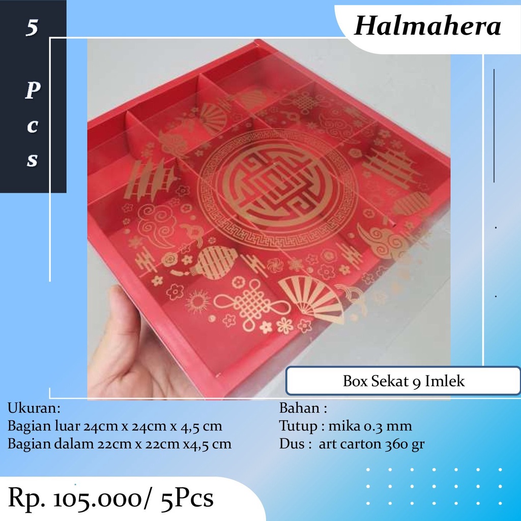 

Box Egg Tart Imlek Dus Kotak Nastar Sekat 9 Kue Pie Tart Sincia CNY Isi 5 Pcs Termasuk Kartu Ucapan HA6