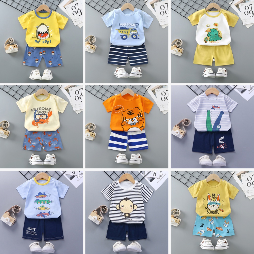 Baju Bayi Setelan Pendek Import Kaos Anak Umur 0-24 Bulan