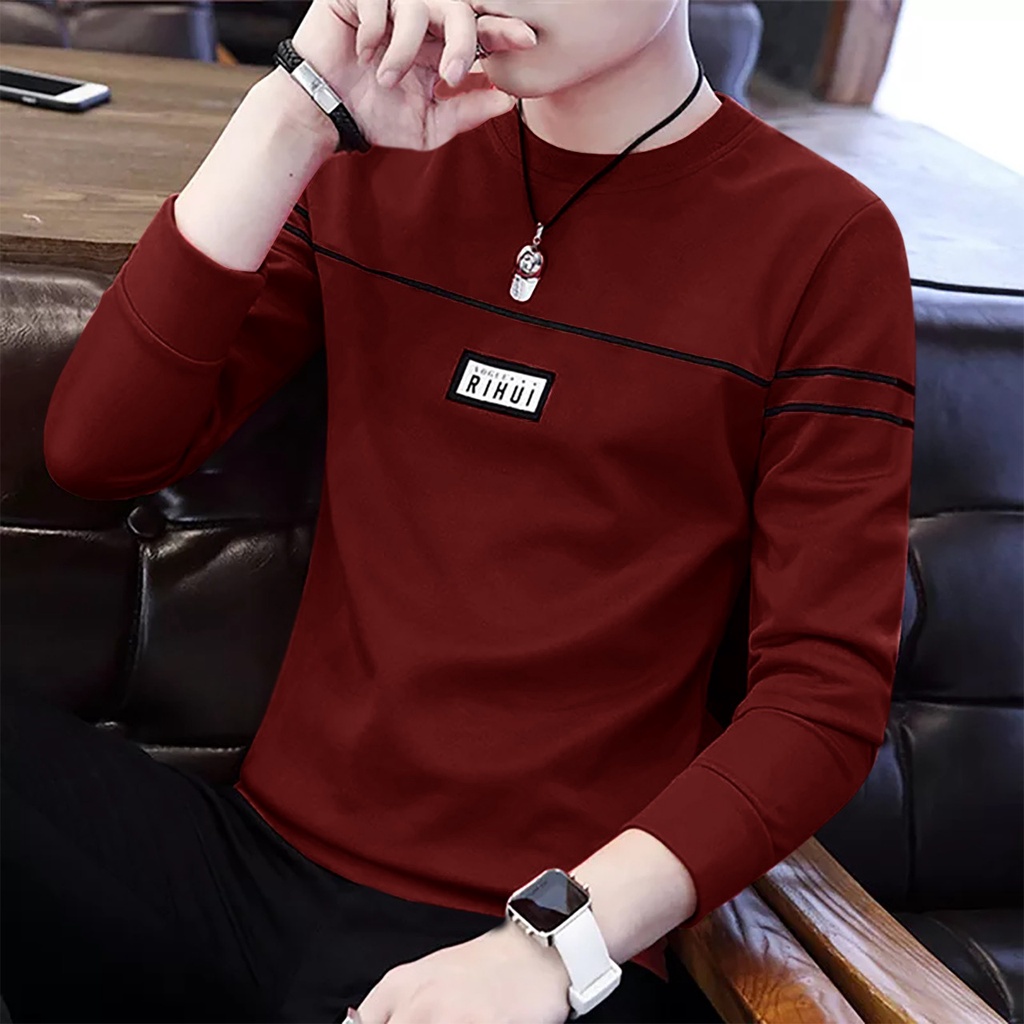 KIYOWO-Baju Sweater Rihui Pria Lengan Panjang Pria