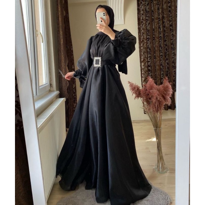 Gaun muslim organza silk premium elegant Murah - Hanum Dress