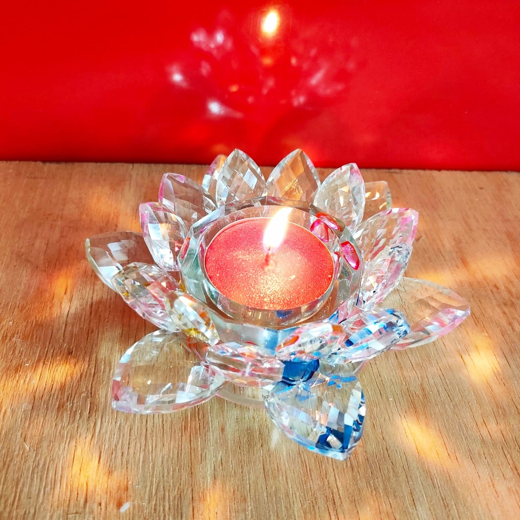 Tempat lilin tealight lilin tablet dekorasi kristal warna warni 1 pcs