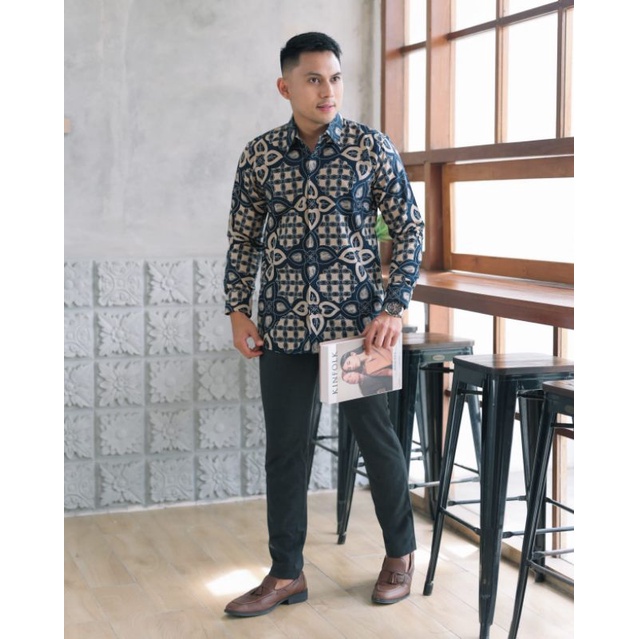 waranggono kemeja batik pria Slimfit lapis furing lengan panjang