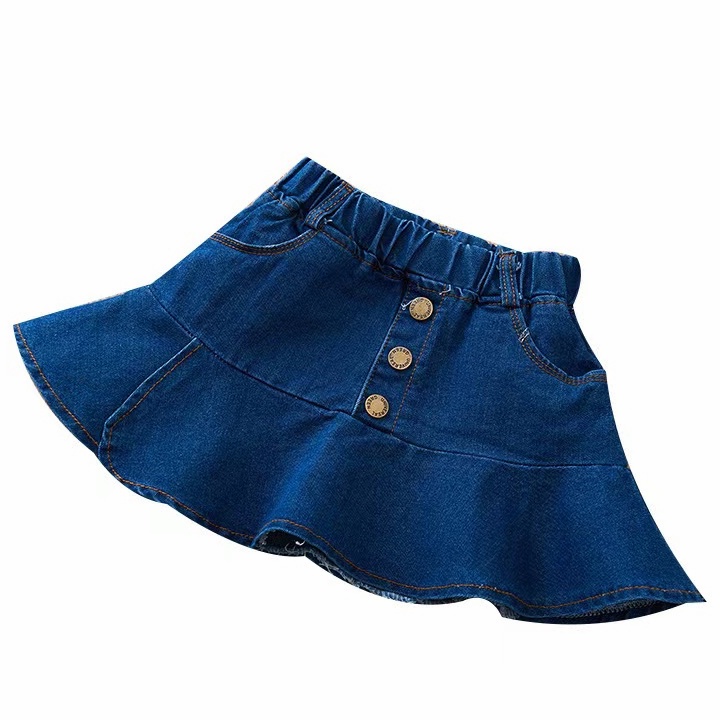 Stok bersih Denim Jeans Rok Anak Fishtail Mode Mini Skirt Untuk 1-12T Perempuan