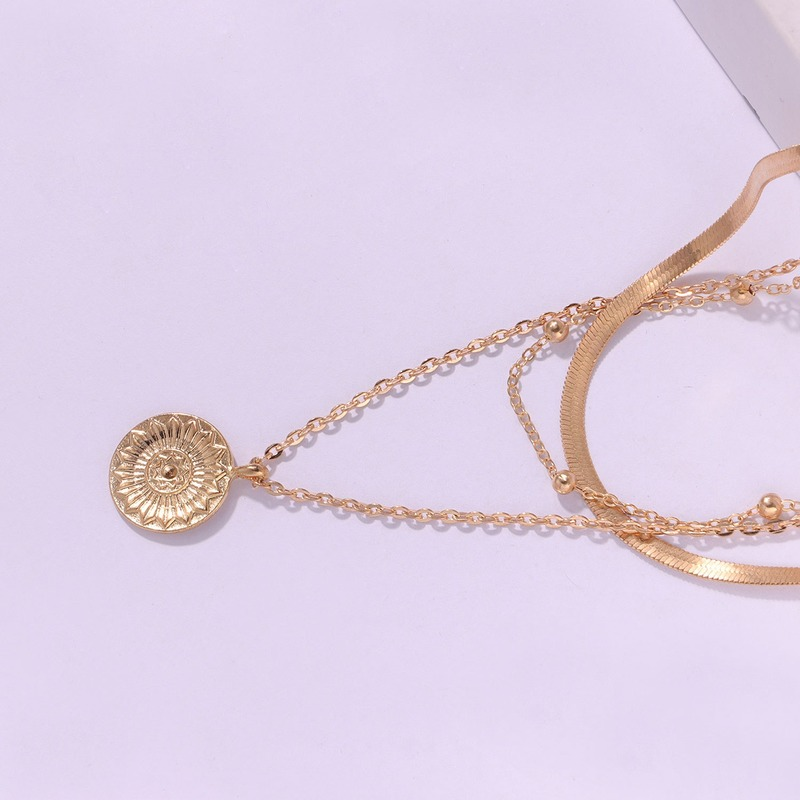 [ Stock ] Fashion Multi-layer Round Bead Tag Pendant Necklace/ Simple Charm Layered Choker/ Elegant Tag Pendant Long Necklace/ Personality Round Tag Clavicle/ Party Wedding Jewelry