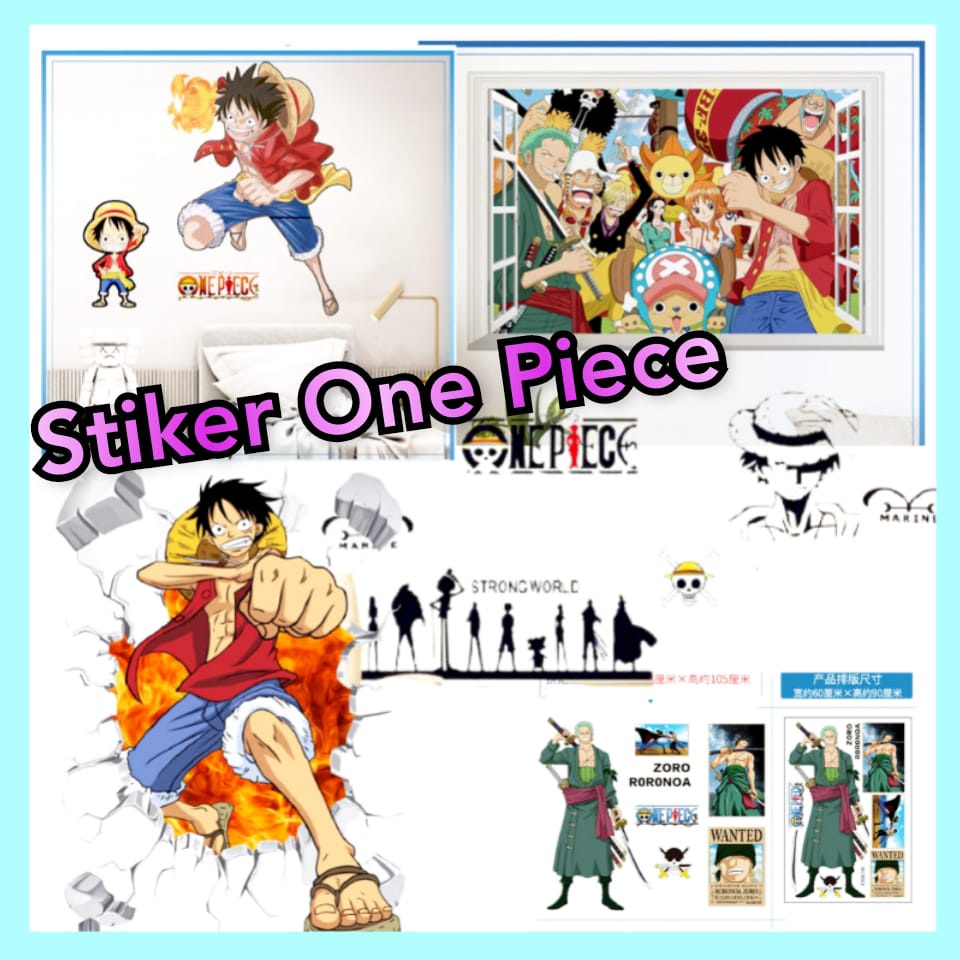 WALLSTICKER WALLSTIKER WALL STICKER STIKER DINDING ANIME ANIMASI FIGURE KARAKATER  KAPAL ONEPIECE WALLPAPER ONE PIECE SANJI LUFFY ZORO NAMI WANTED WALSTICKER DEKORASI RUANG TAMU KAMAR TIDUK ANAK ANAK CEWEK COWOK WALSTIKER PAPER TEMBOK WALLPEPER KARTUN