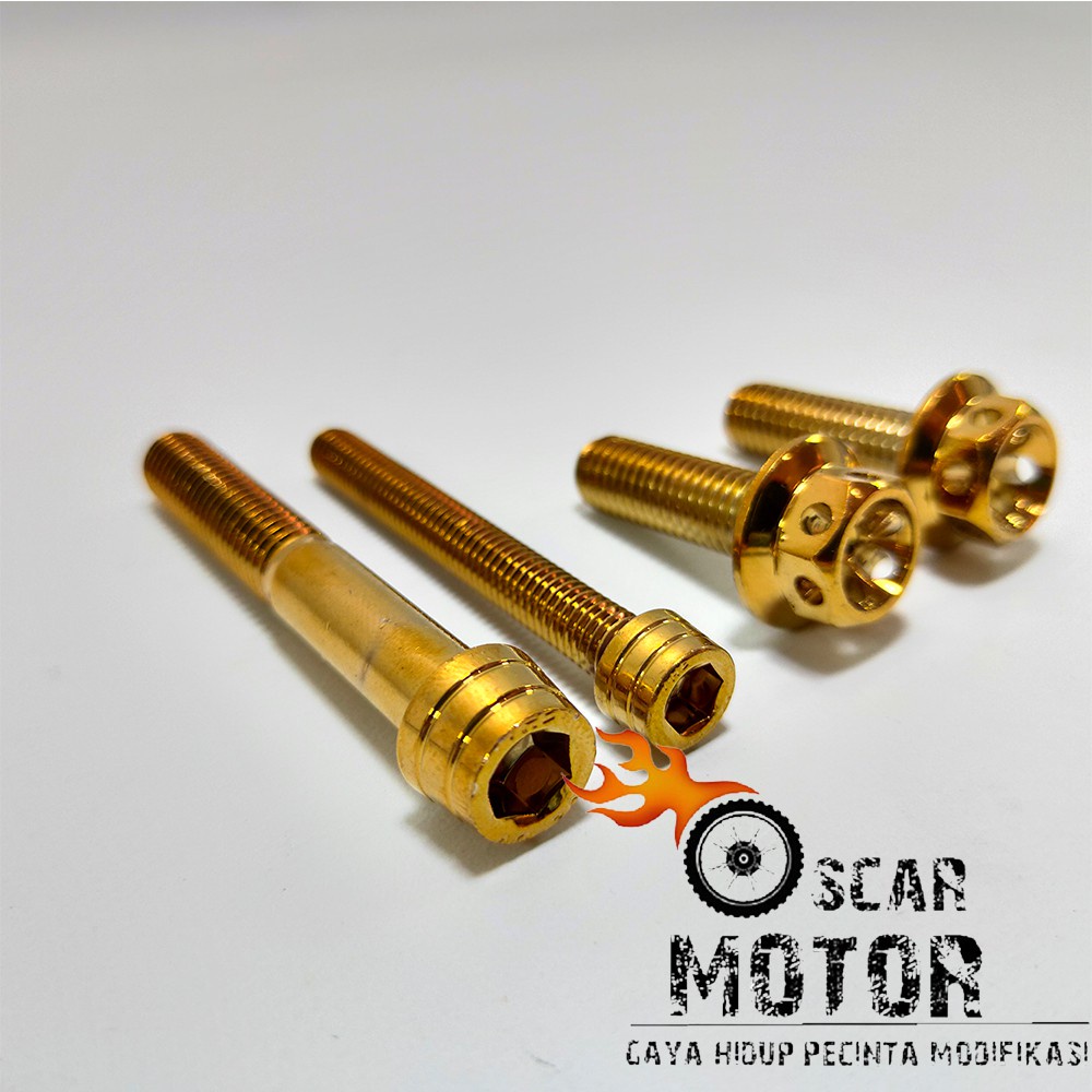 BAUT PROBOLT KERUCUT KALIPER MONOBLOK HONDA GOLD FLOWER 1SET 4PCS motor