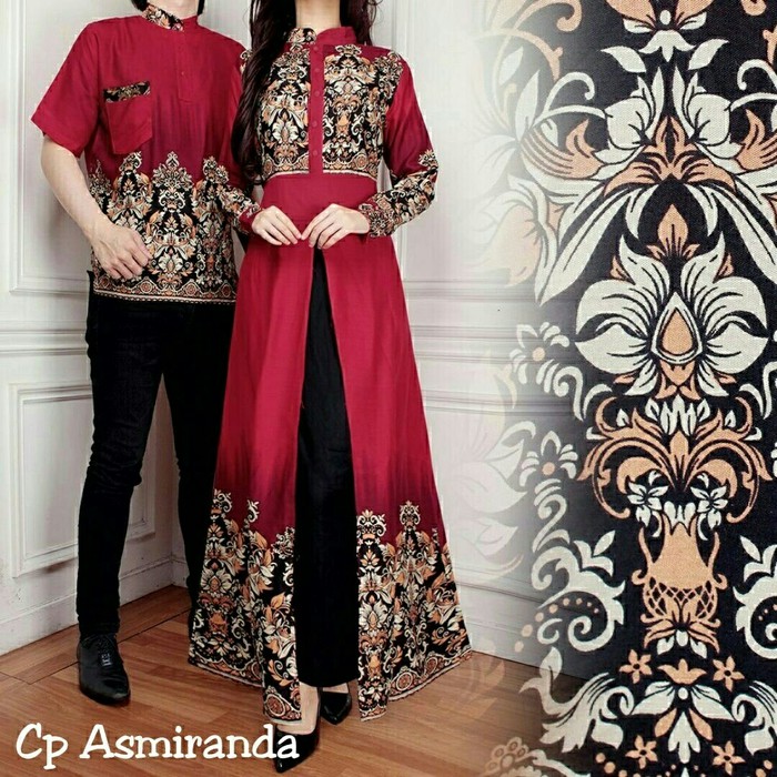 kaos Couple CP Asmiranda Merah Batik Couple Batik Pesta Termurah