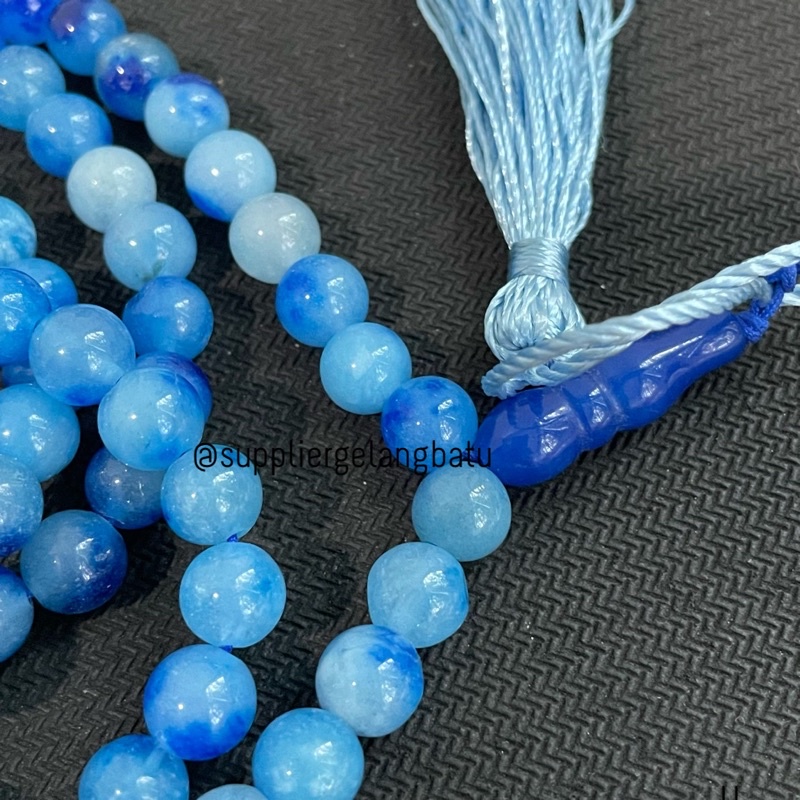 Tasbih Batu Blue Chalcedony Premium 99butir butir 8mm LIMITED