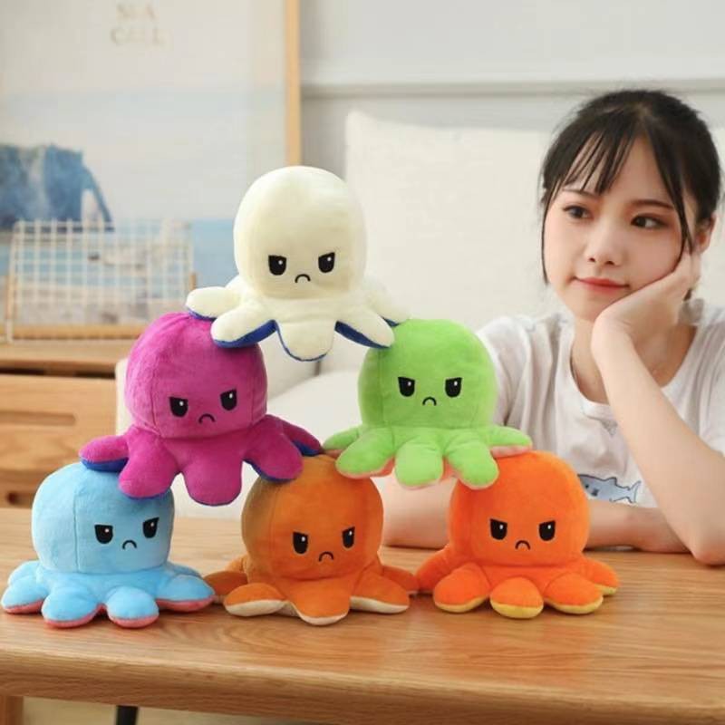 [CO 1K] Soft Tiktok Cute Toys Reversible Bipolar Octopus Doll Toy Plush Mood Switcher boneka cumi ti