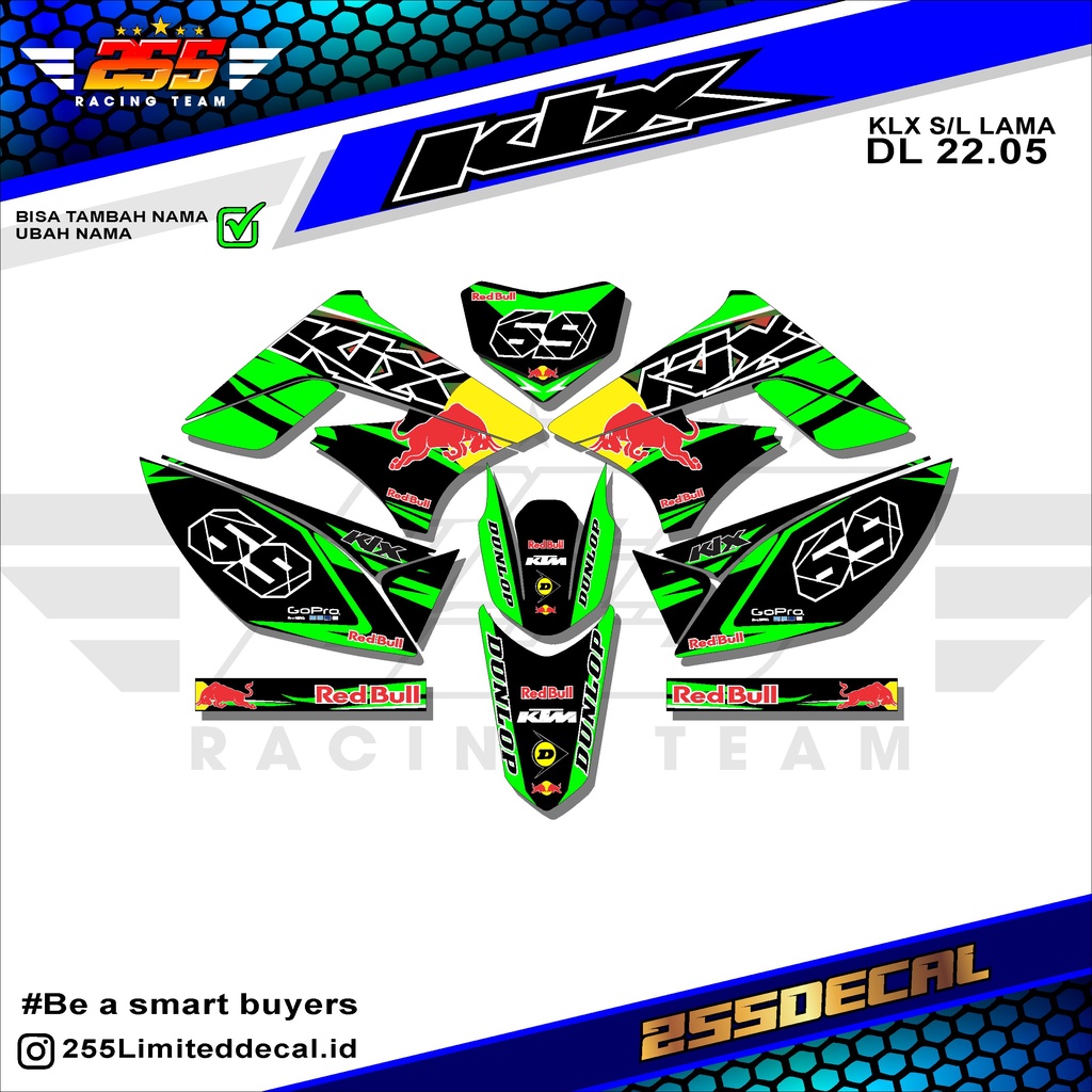 (COD) Decal Stiker KLX Lama - Decal Stiker Lis Variasi KLX 150 S / L Lama Desain REDBULL Racing Terb