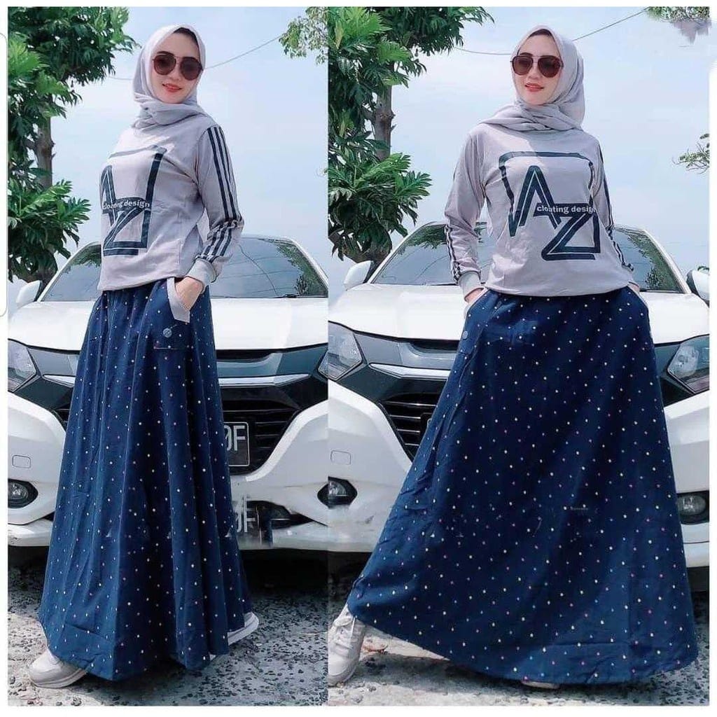 XC - Setelan Rok AZ / Setelan Printing Wanita / Setelan Trendy Wanita / Baju Kekinian