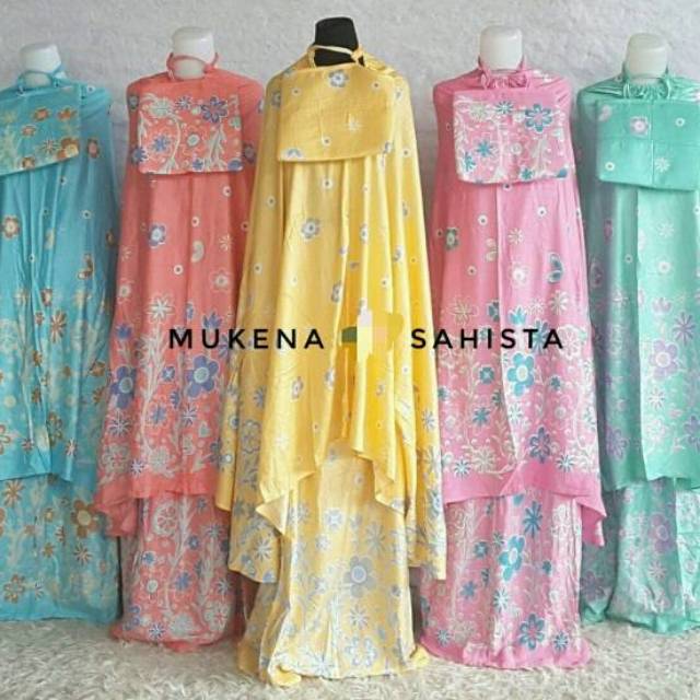 MUKENA BAHAN ADEM MOTIF BATIK SOLO SAHISTA + TAS / Alat Sholat Wanita Bahan Rayon Adem Bisa Pilih