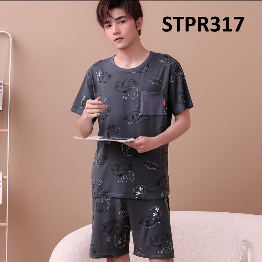 Baju Tidur Pria Lengan Pendek Celana Pendek - Baju Santai Pria