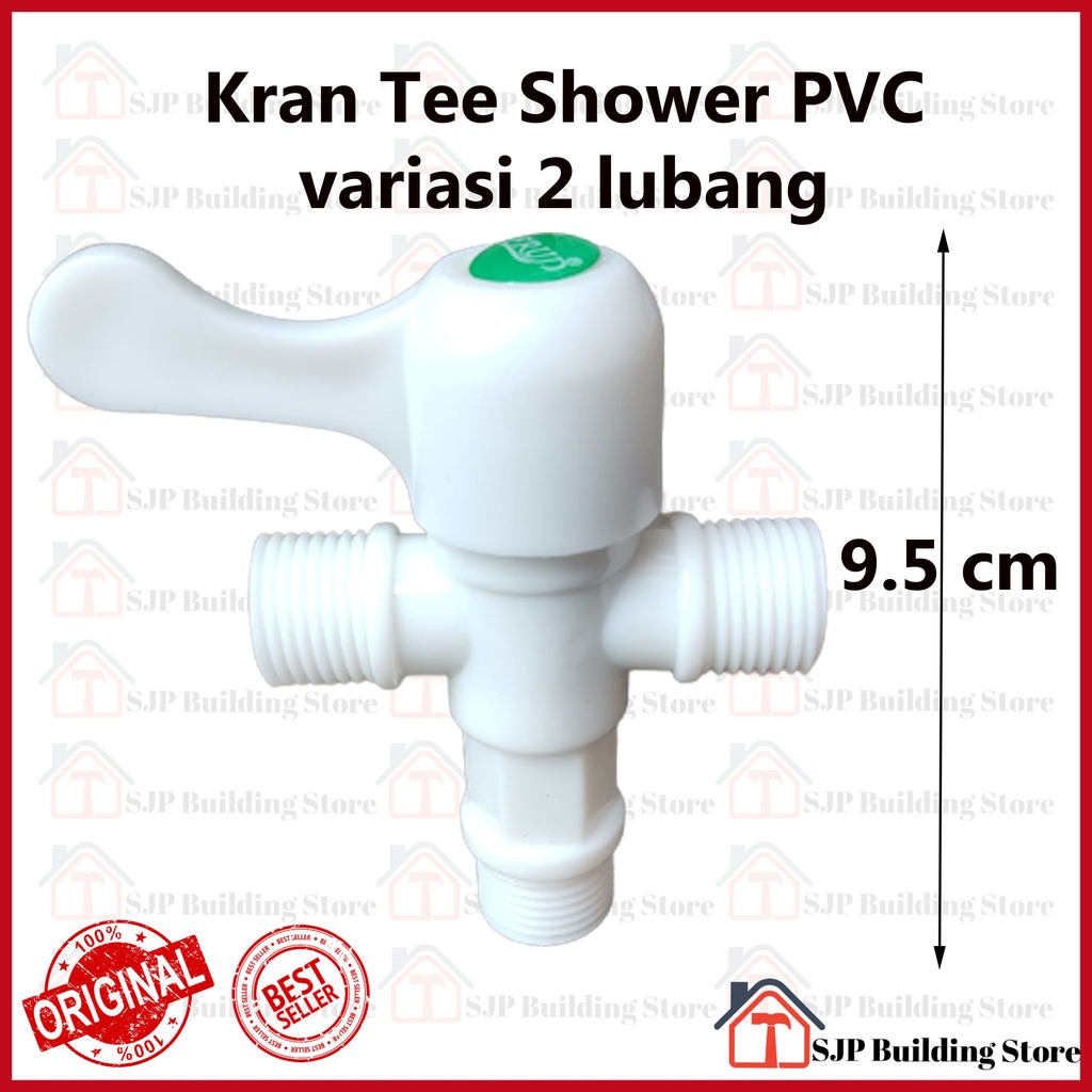 Stop Kran Kloset 2 Cabang Double PVC Jet Shower Keran Bidet T Model Tee TERMURAH 1 DAN 2 LUBANG