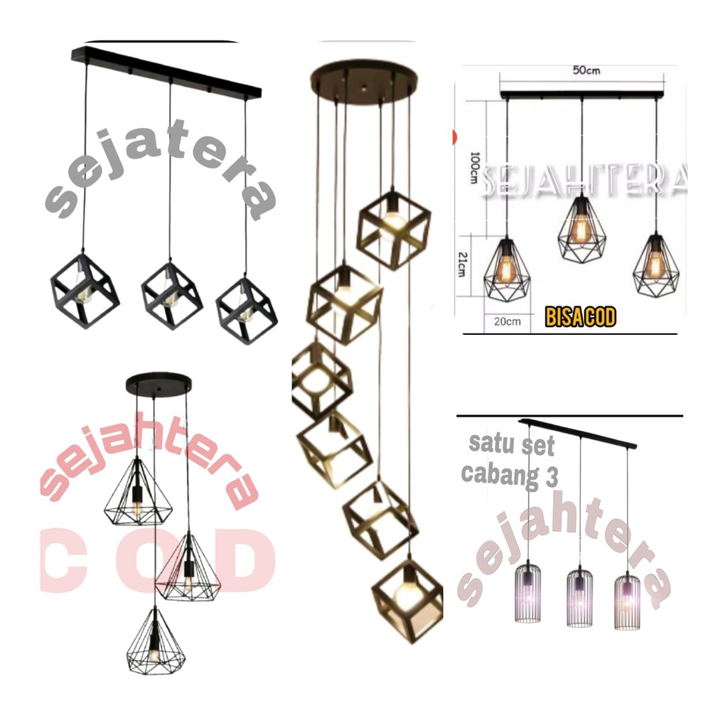 pulset Lampu hias gantung dekorasi rumah cabang 3 bulat