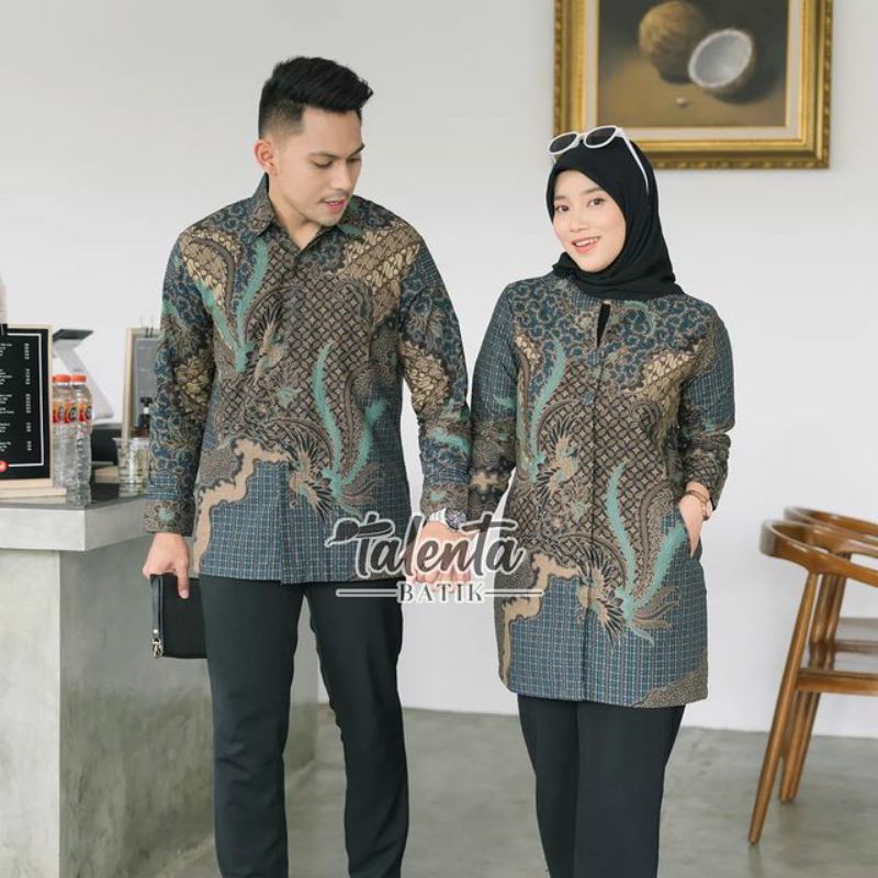 batik kemeja ekslusif bahan katun premium lapis furing size reguler new navy toska