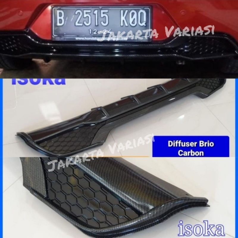 diffuser bumper belakang skidplate all new brio RS SATYA 2018 2021 carbon