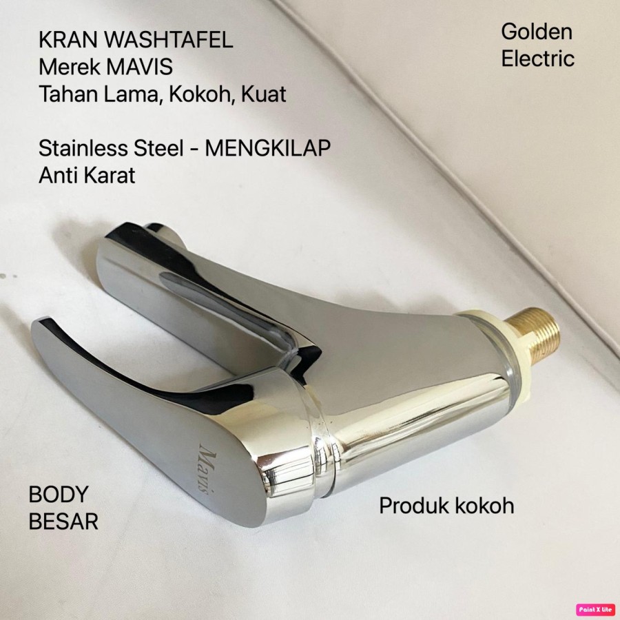 Kran Keran Air Washtafel Wastafel BODY BESAR Stainless Steel Mengkilap