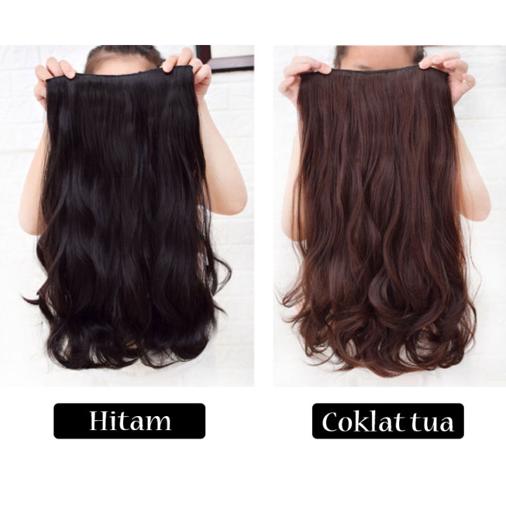 Hairclip Wanita Long Curly Natural Hair / Rambut Palsu Korean style Ladies High Quality