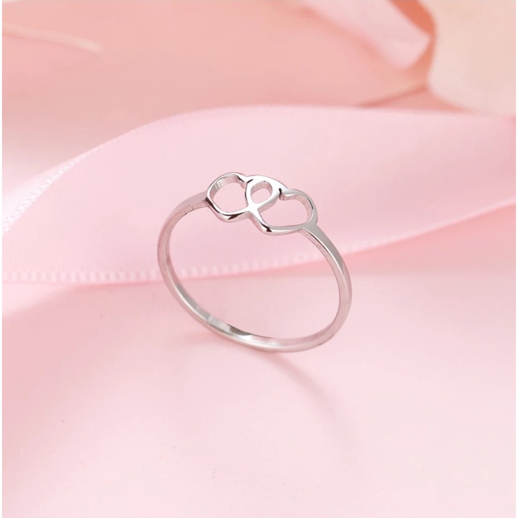 Cincin Bentuk Love Ganda Romantis Tersedia Warna Rose Gold, Gold dan Silver