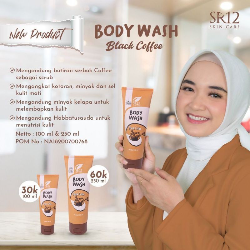 Body Wash Black Coffee SR12 Sabun Mandi Sabun Cair Herbal Sabun Kopi Perontok Daki