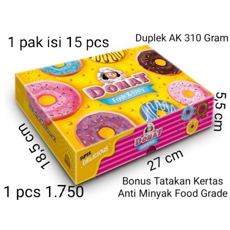 

DUS/KOTAK ISI 6 PCS DONAT BESAR Bahan Duplek AK 310 gr dan Ivory 270 gr lebih kaku.