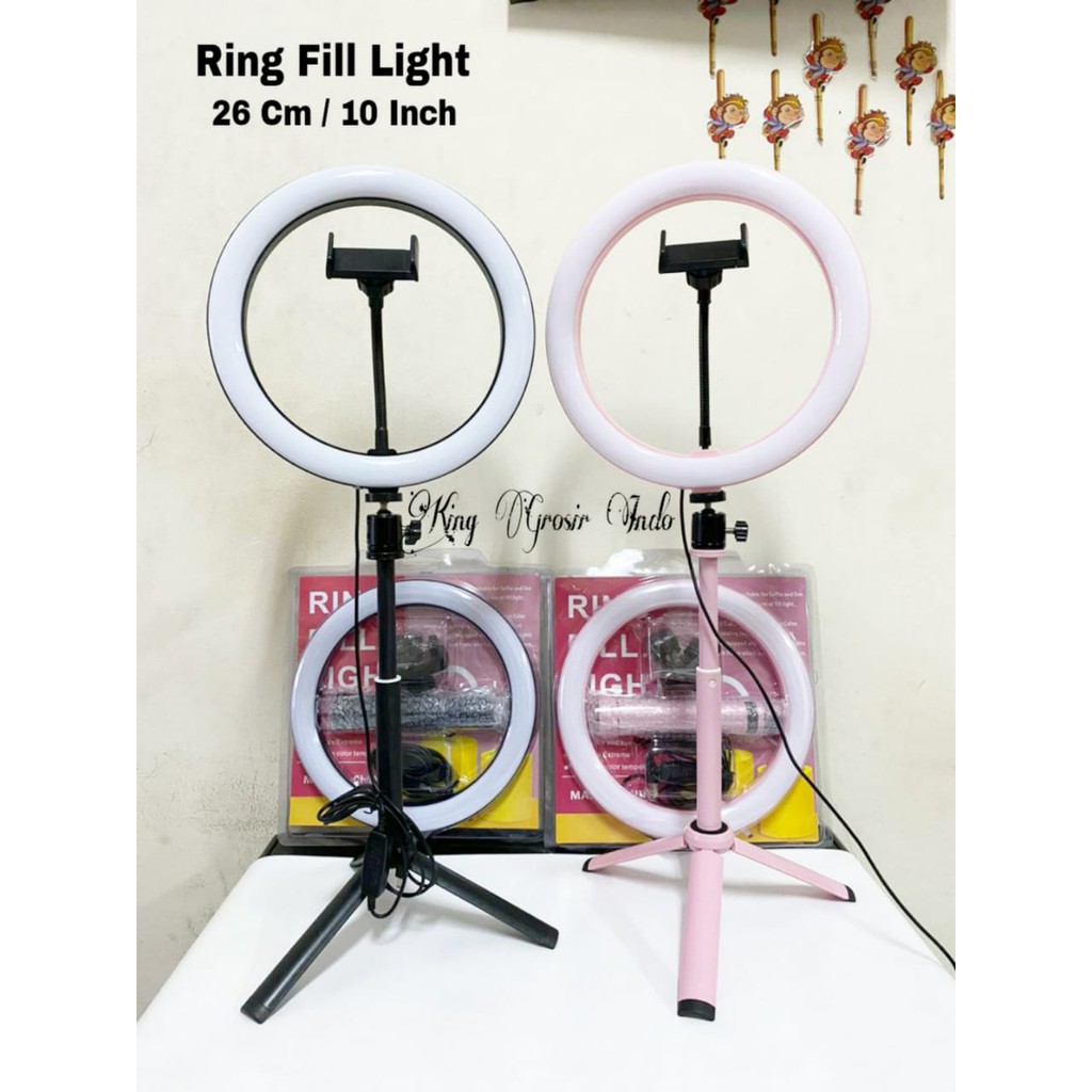 Ring Fill Light / Lampu Selfie ( 26 CM / 10 INCH ) Panjang Tripod Bisa 70 CM Dan 60 CM