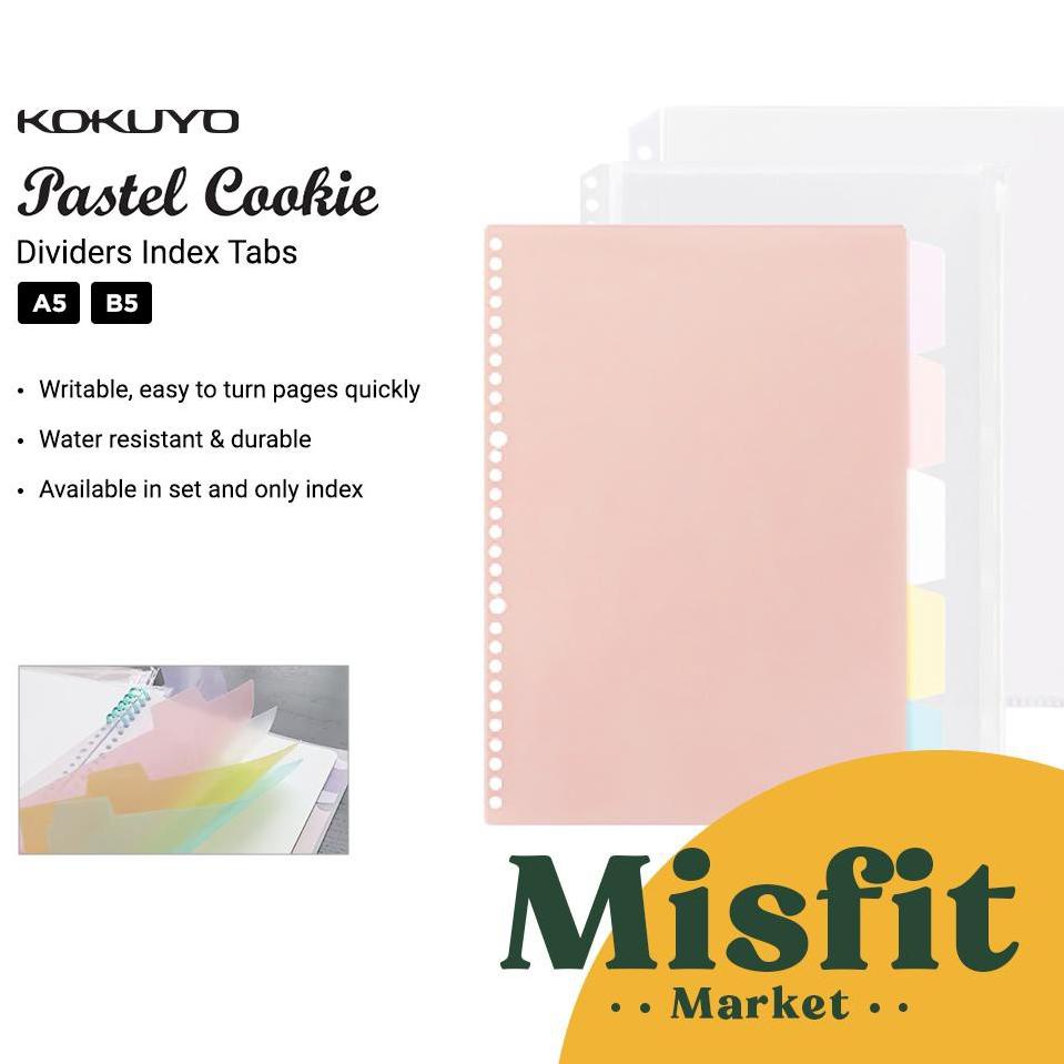 

(N4W5) KOKUYO Campus Pastel Cookie Loose Leaf Binder Divider Index Tabs w/ Clear Zipper Dividers A5 B5 Pembatas //Produk@bagus