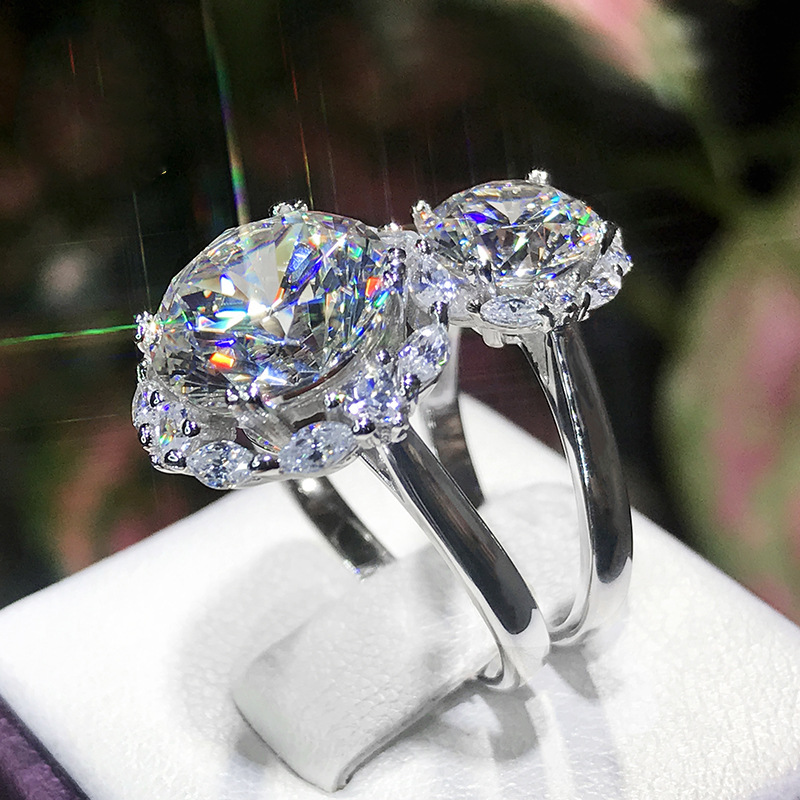 Cincin Moissanite 925 Silver Untuk Wanita