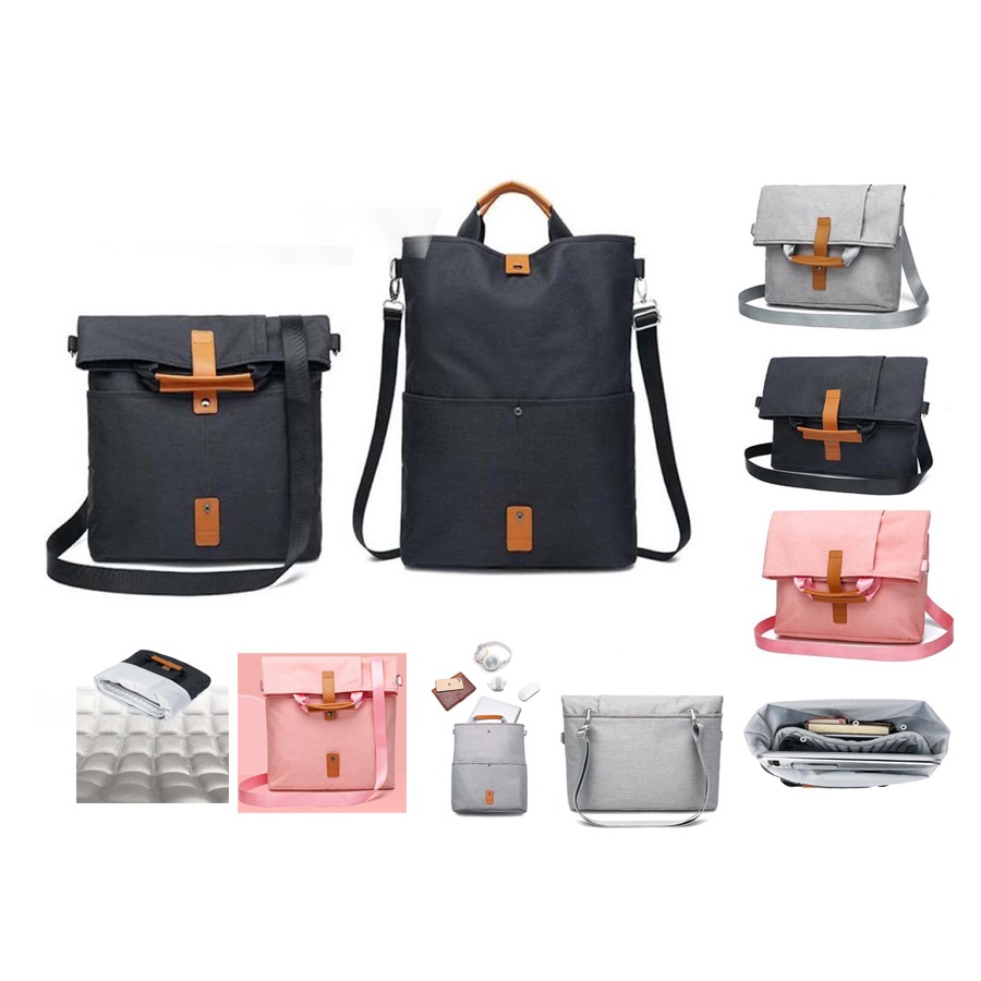 tas laptop selempang canvas folded 13 sd 17 inch