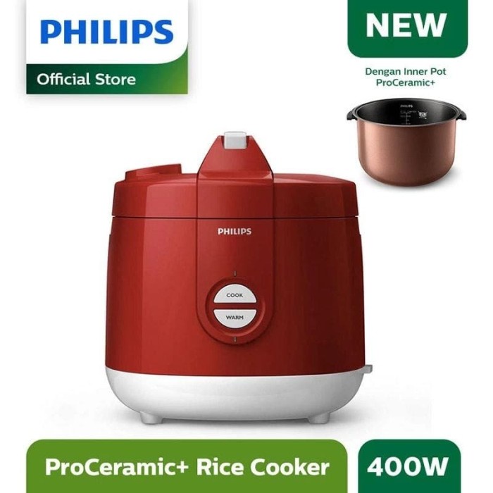 PHILIPS HD3131/32 Rice Cooker 2L Red HD3131 Merah Rice Cooker Stainless Fitur Lengkap Terbaru Multif