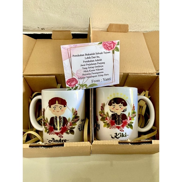 Mug Couple / Hampers pernikahan / Mug Costum / Kado Pernikahan