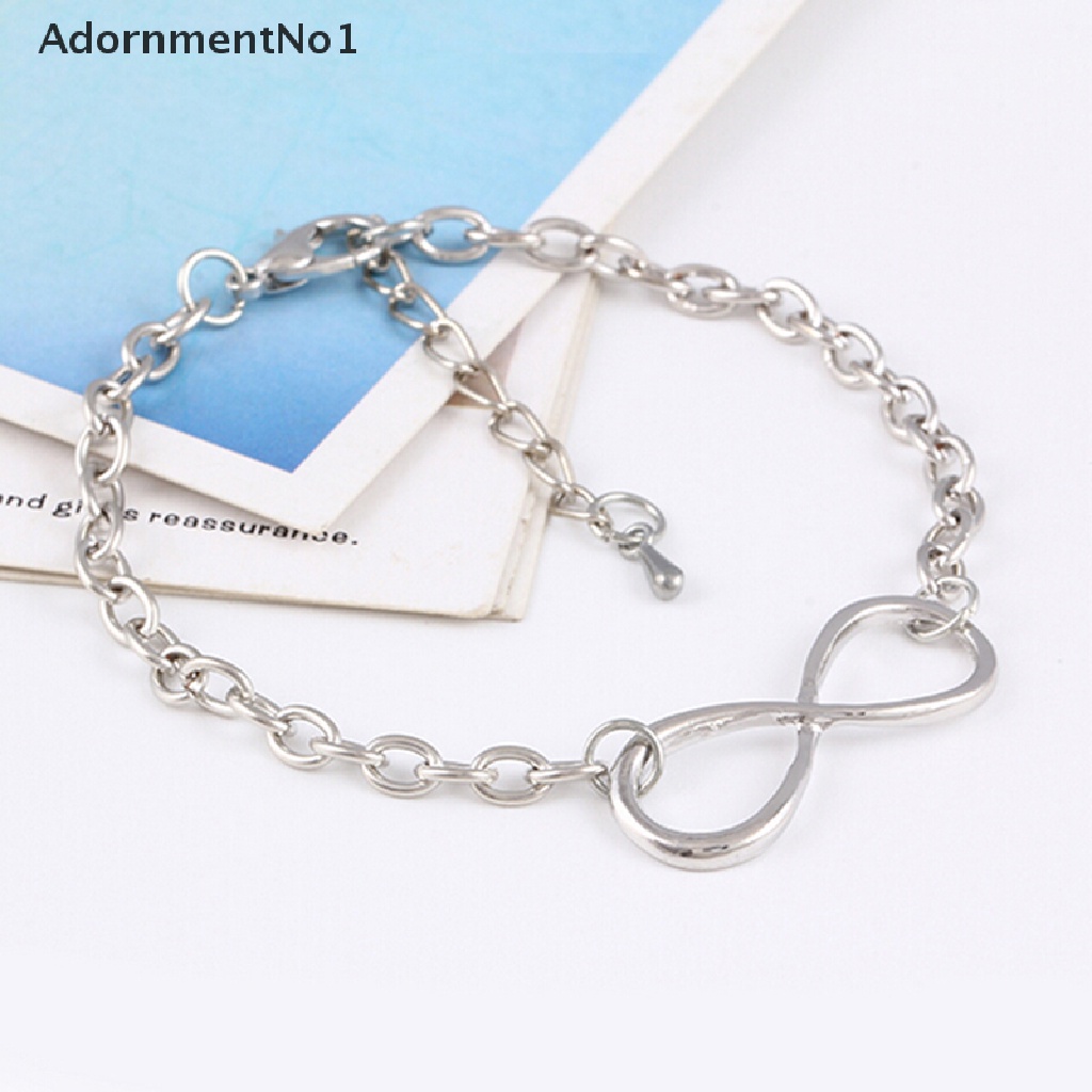 (AdornmentNo1) Gelang Tangan Rantai Motif Salib + Infinity Warna Gold / Silver Untuk Perhiasan Wanita