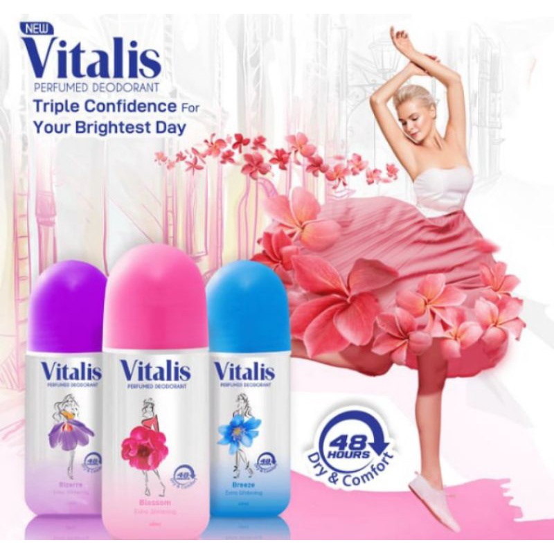 VITALIS DEODORAN ROLL ON WHITENING BLOSSOM , BIZAREE & BREEZE MEMUTIHKAN KETIAK