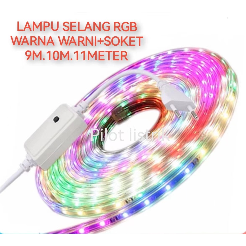 Lampu LED Strip Selang Warna Warni 3528 2835 220V + Adaptor 10M Outdoor Led Strip Agustus Lampu Hias