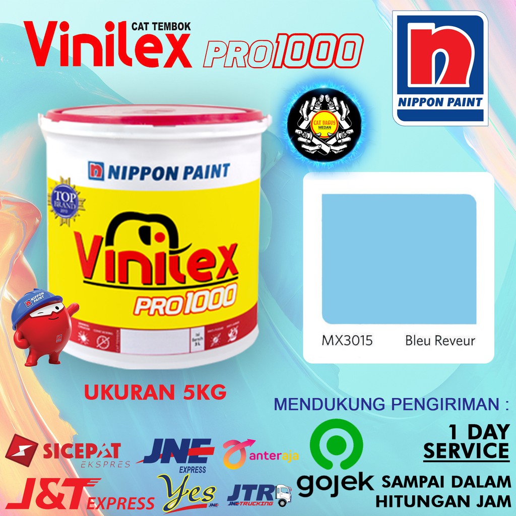 CAT AIR TEMBOK DINDING VINILEX 5 KG WARNA MX 3015 BLUE REVEUR MX3015 BIRU LANGIT LAUT CERAH MUDA 5KG