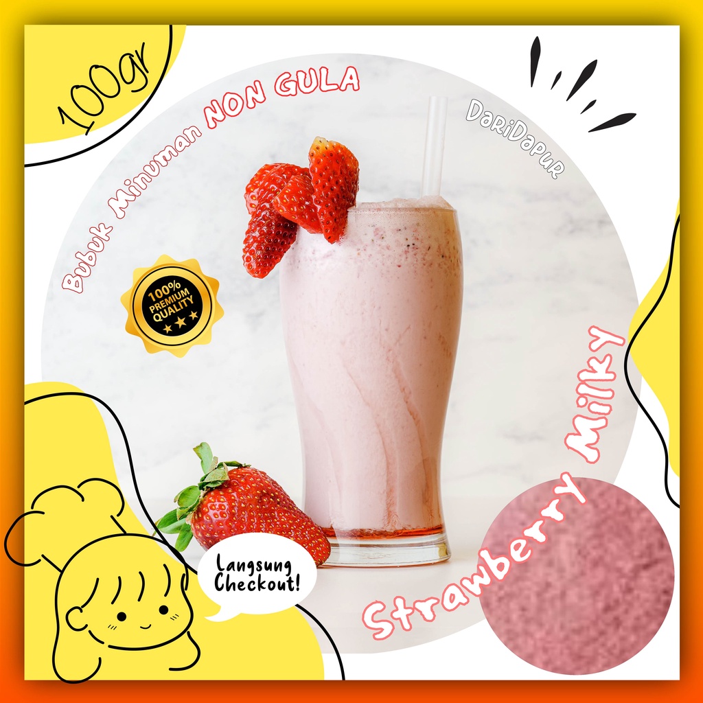 

Susu Bubuk Powder Drink Serbuk Minuman Instan Kekinian Perasa Buah Strawberry / Strowbery / Strobery / Stroberi Milky Original Pure Murni (Plain Tanpa Gula) | Powder Drink, Bubuk, Serbuk Untuk Minuman Boba, Milkshake | Segar, Premium, Murah, Halal 100gr