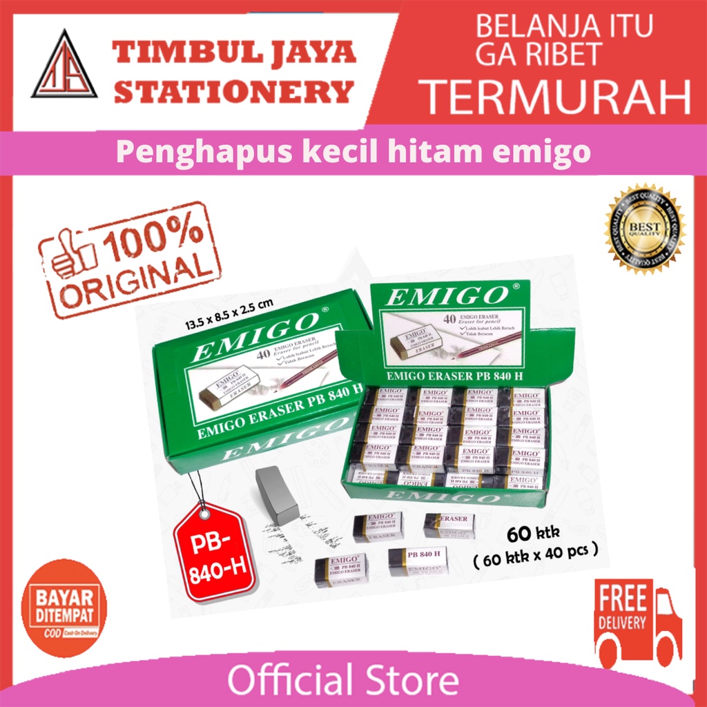 

TJS emigo isi 40pc Penghapus kecil 1 pak Stip pensil eraser pencil Penghapus pensil kecil murah