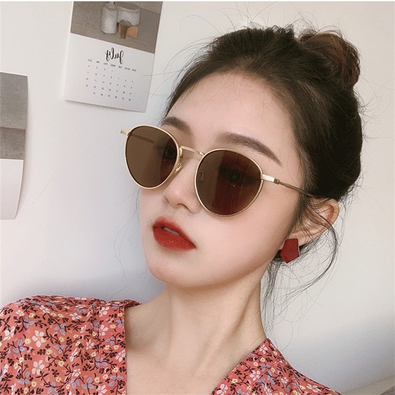 (YUZHU) COD Gaya Korea Logam Bingkai Bulat Kecil Kacamata Wanita INS Fashion Harajuku Kacamata Retro