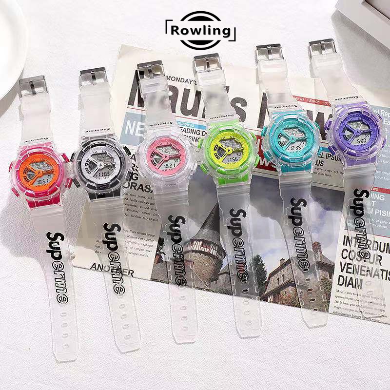 Rowling (Jam-47)Jam Tangan wanita Strap Rubber Tali Karet Wanita Digital Wanita Dimater Besar Cewek Supreme Import