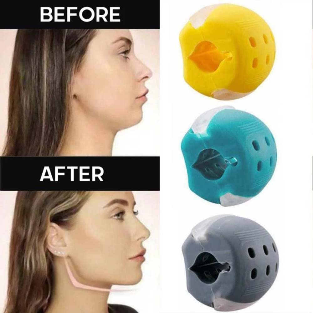 REBUY 30-50Lbs Face Jaw Trainer Neck Mandibular Exerciser Jaw Muscle Exerciser Jawline Fitness Ball Food Grade Silicone Chew Ball Mouth Jawline  Exerciser Chew Device Neck Face-Lift Exercise Bite Muscle Training Jaw Trainer/Multicolor