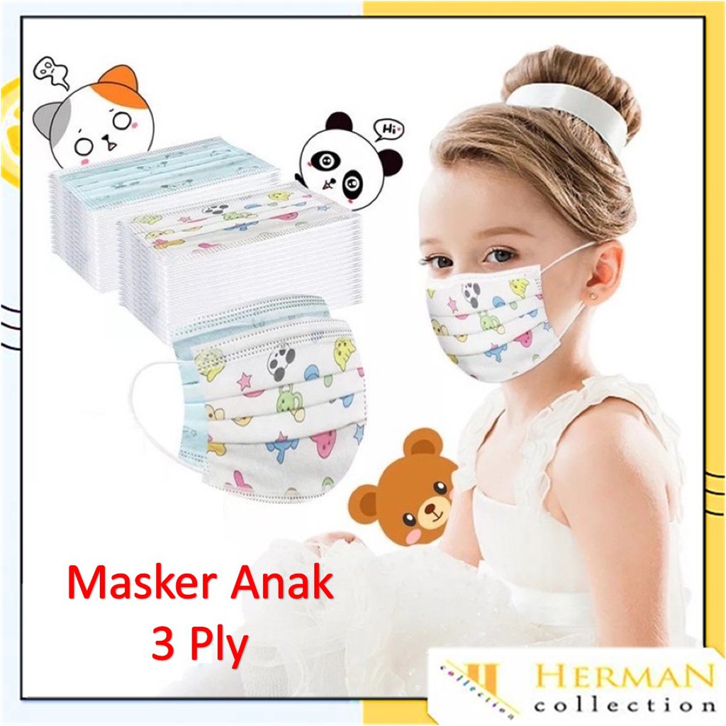 HC Masker Anak 3Ply Earloop Child Kids Face Mask Anak Motif Kartun Mask